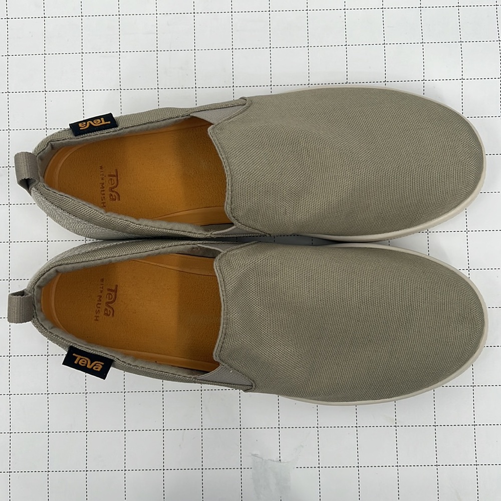 TEVA Voya Comfort Insole Fabric Canvas Slip On Shoe Olive Khaki Gray Woven Sz 8